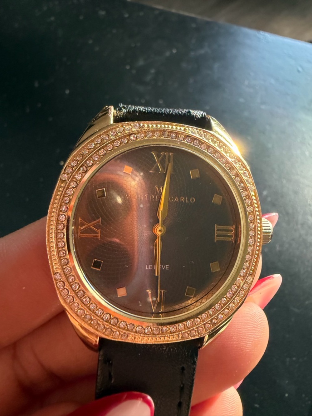 Monte Carlo Gold-Tone Men’s Watch with Black Dial